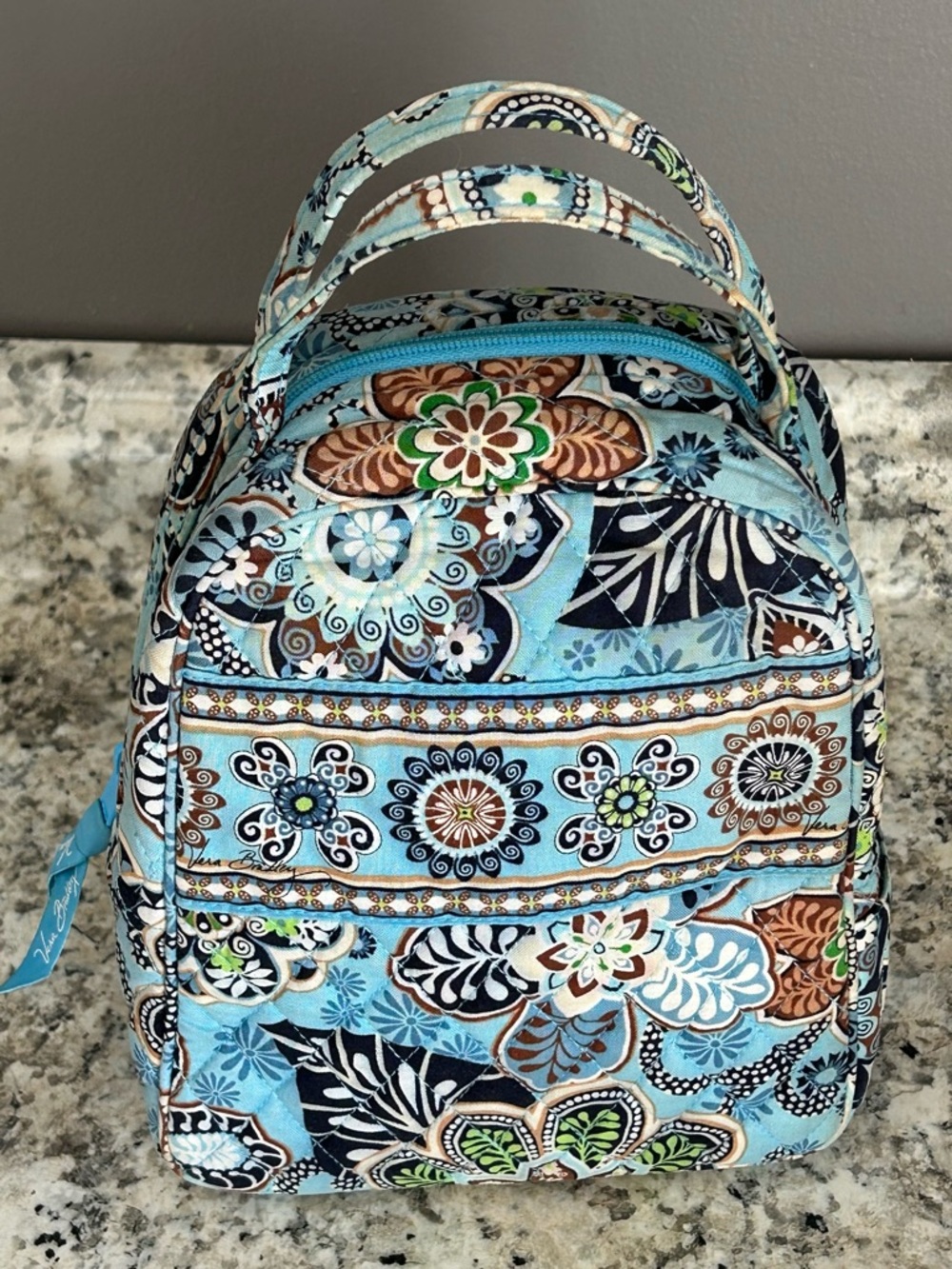 Vera Bradley Let’s do Lunch Quilted Insulated Lunch Bag Bali Blue Pattern - Picture 2 of 14